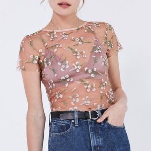 Kimchi Blue Lilac embroidered sheer top